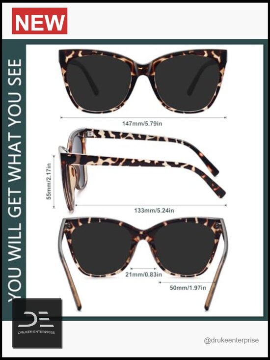 Large Polarized Cat Eye Sunglasses for Women - Retro Vintage Style main image 6